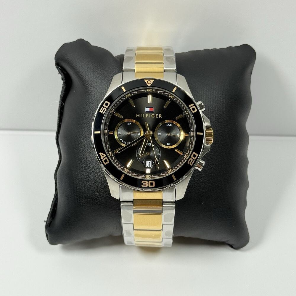 Tommy Hilfiger Jordan 1792095 Black Dial Two Tone Band Men's Watch Chronograph
